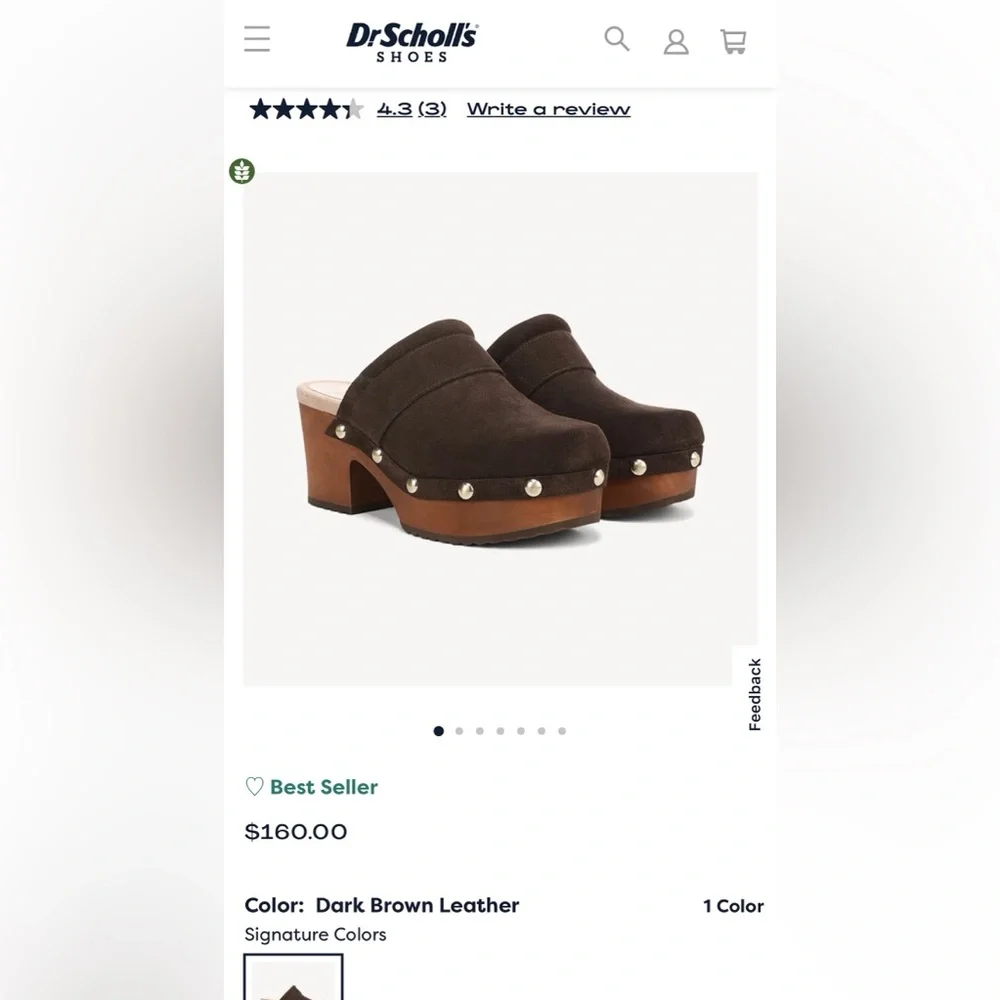 Dr. Scholl's Dark Brown Suede Slip-On Clog Mules - Picture 4 of 4